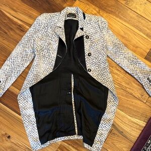 Ann Demeulemeester Black and Gray Patterned Blazer
